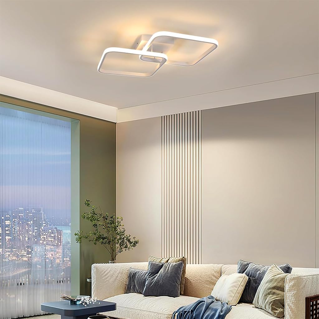 ELEPHANTBOAT® 50W Ceiling Light Modern LED Acrylic Square Ceiling Lamp, Large 3000K Warm White Light Lighting Fixtures for Living Room Bedroom Kitchen Study Office, 59CM ELEPHANTBOAT® 50W Ceiling Light Modern LED Acrylic Square Ceiling Lamp, Large 3000K Warm White Light Lighting Fixtures for Living Room Bedroom Kitchen Study Office, 59CM